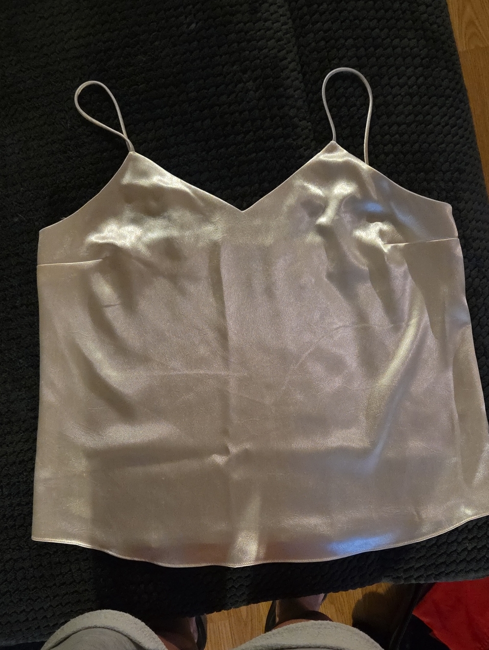 Silky Spaghetti Strap Cami Top - Cream